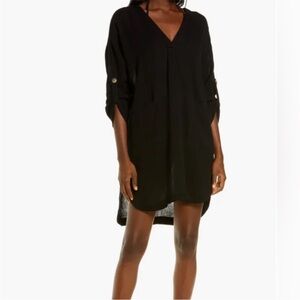 Seafolly Black Slub Cotton The Essential Swim Coverup Size small